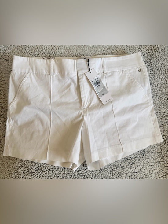 Calvin Klein Pants - Calvin Klein White Pleated Tailored Linen Shorts